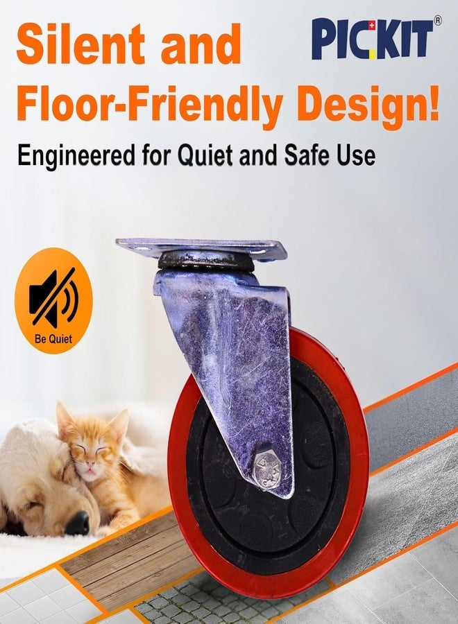 PICKIT Heavy Duty Swivel Caster Wheel | Polyurethane | 360-Degree Movement (Without Look 4 Inch, Pack of 2) - Image 2